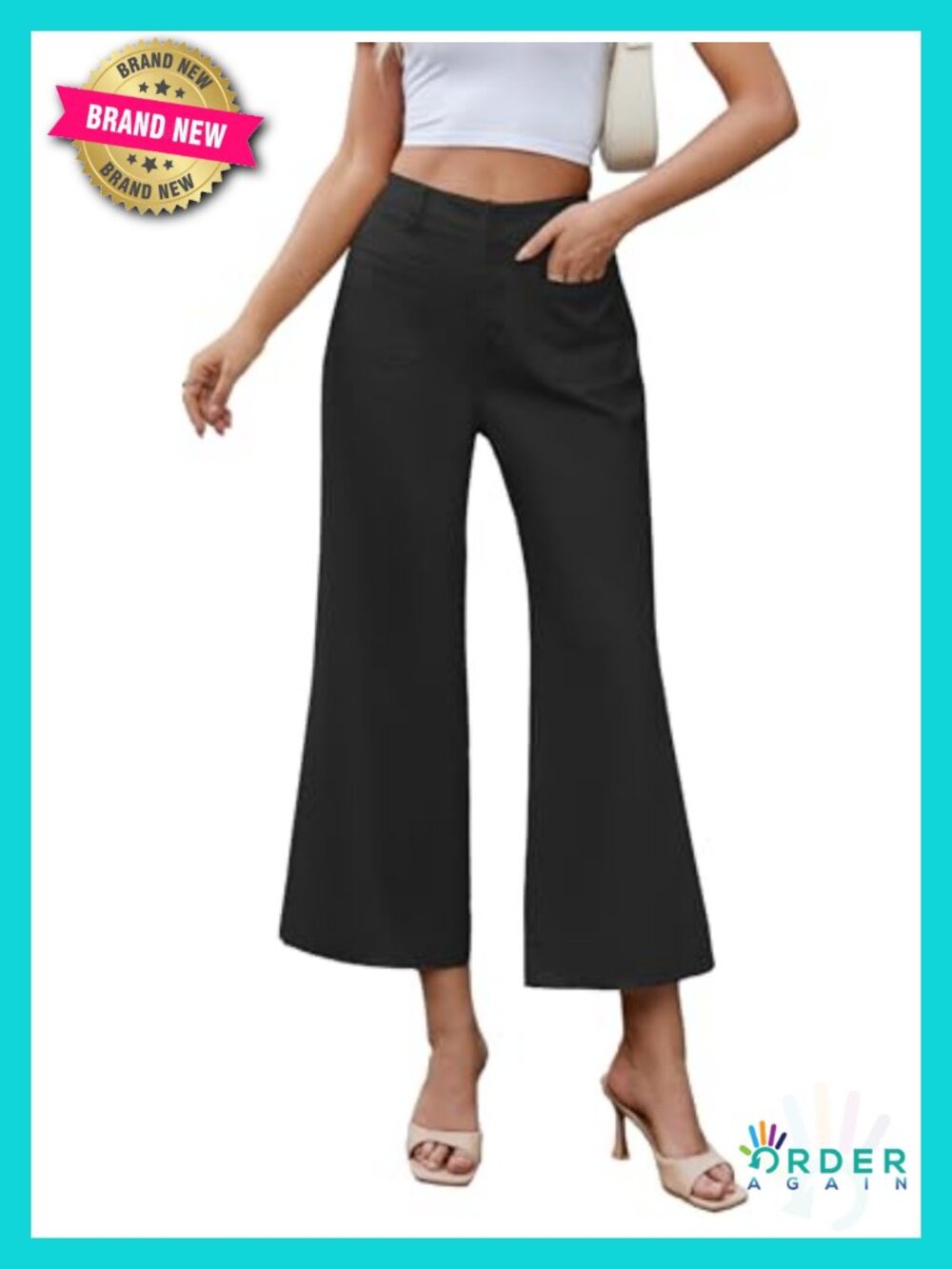 Wide Leg Button Down Capri Pants with Patch Pockets
